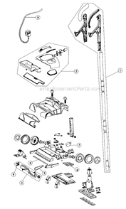 Part Location Diagram of 2SZ1000000 Dirt Devil Handle Assembly